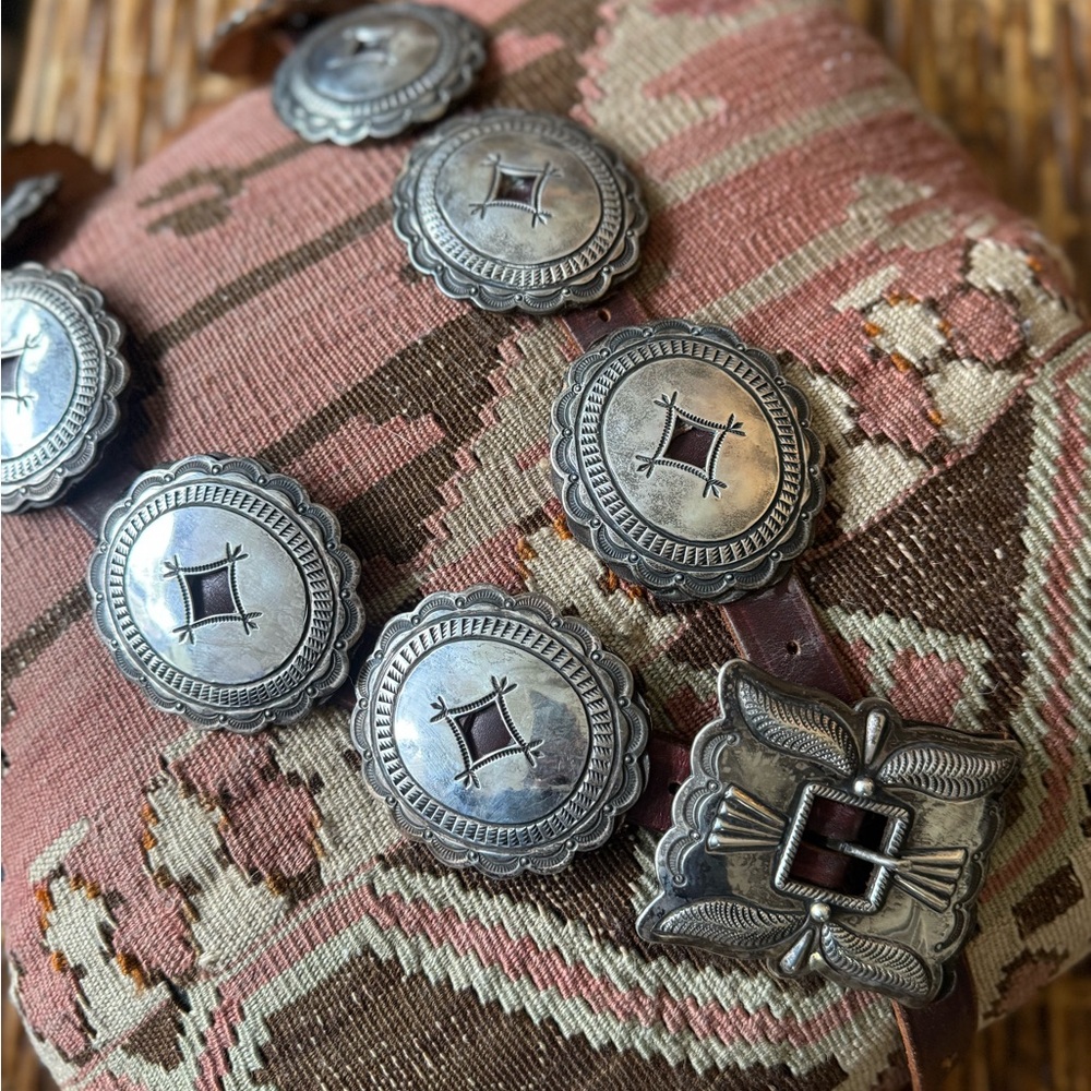 Vintage Silver and Leather Concho Belt